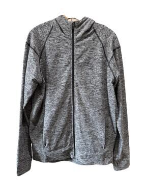SODO Apparel Mens Gray Heathered Long Sleeve Full Zip Performance Hoody Size L